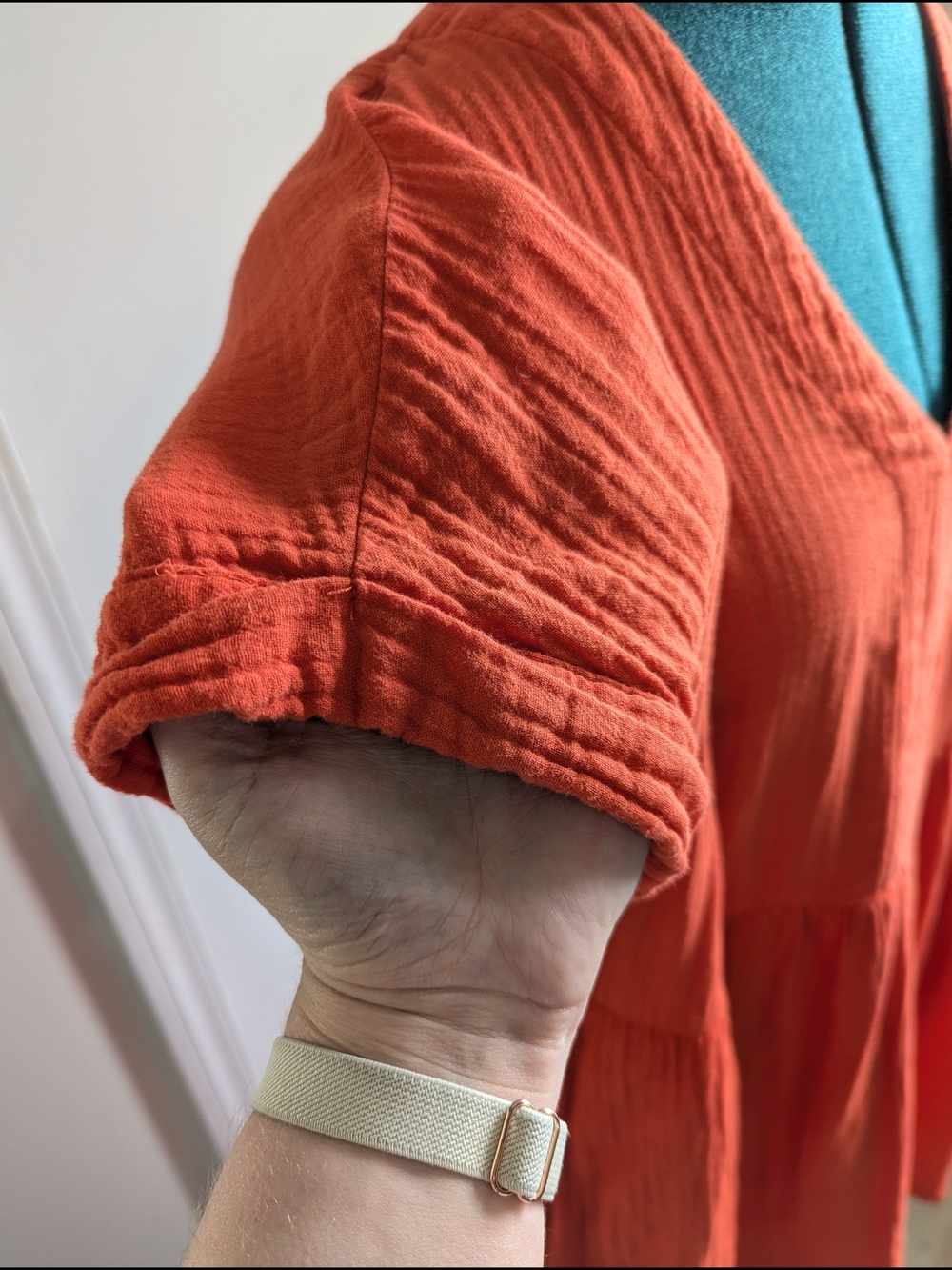 Universal Thread Orange V-Neck Gauze Tunic Dress - Picture 3 of 5